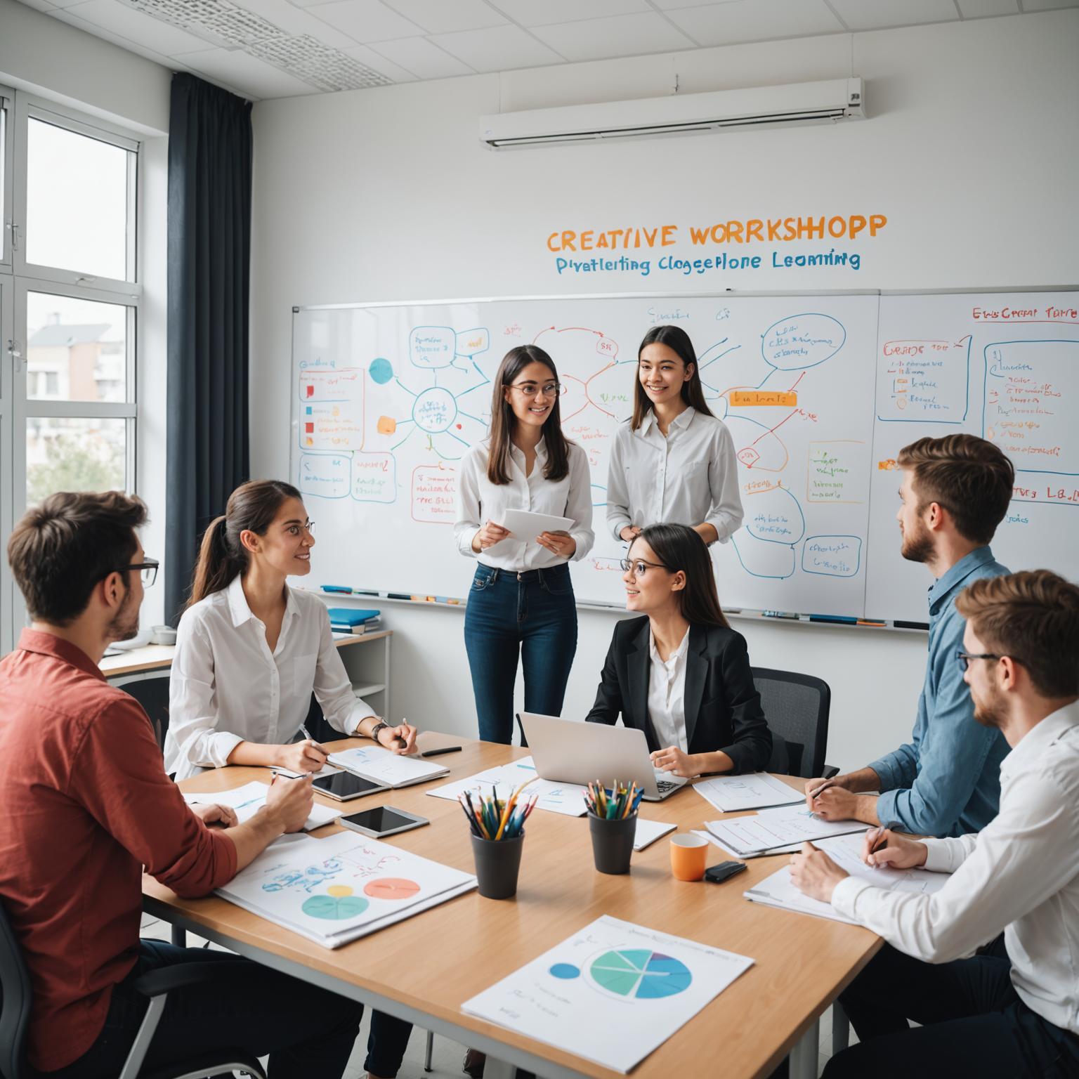 Students participating in an interactive English workshop activity
